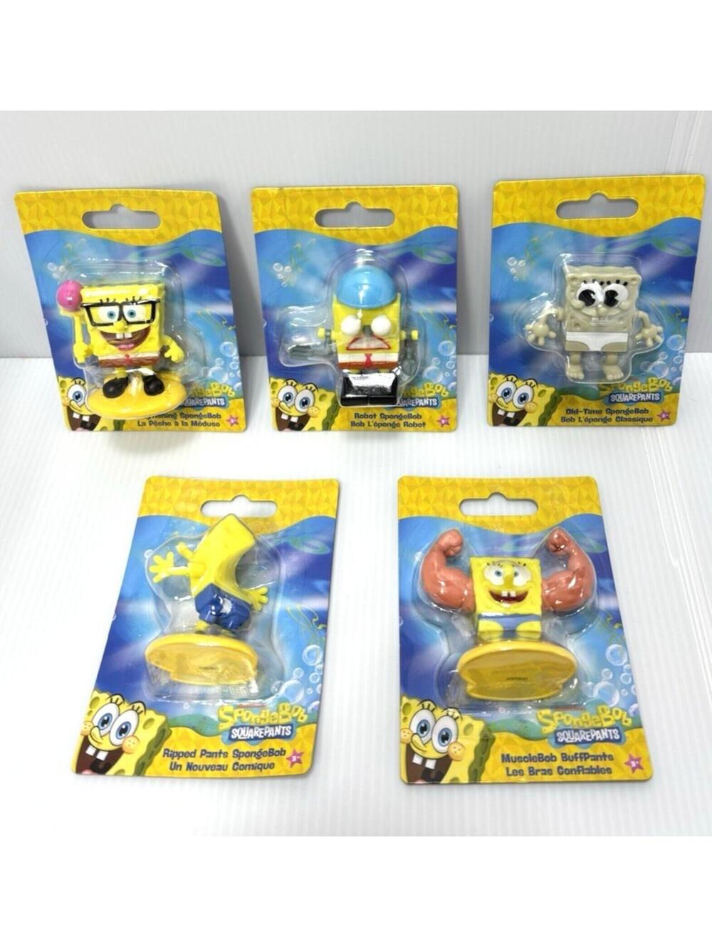 SpongeBob Mini Figures 5pc Set Jellyfishing ,MuscleBob Buffpants ,Robot ,Ripped.